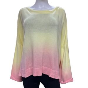 New Mustard Seed Sweater Ombre Gradient Yellow Pink Bell Sleeve‎ Women Medium